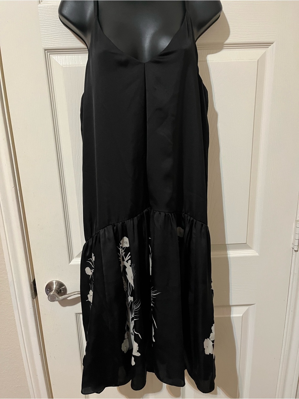 Women’s Black Floral-Hem Slip Dress